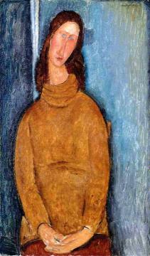Jeanne Hebuterne in a Yellow Jumper Artwork by Amedeo Modigliani