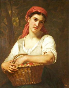 Girl with Fruit Artwork by Hugues Merle