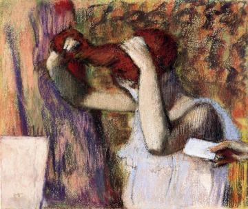 Woman Combing Her Hair, the Letter Artwork by Edgar Degas
