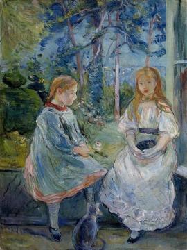Little Girls at the Window (Jeanne and Edma Bodeau) Artwork by Berthe Morisot