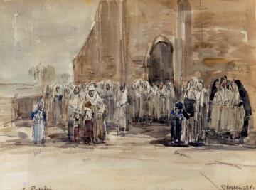 Leaving Mass at Plougastel Artwork by Eugène-Louis Boudin
