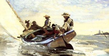 Sailing the Catboat Artwork by Winslow Homer