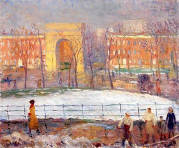Street Cleaners, Washington Square Artwork by William James Glackens
