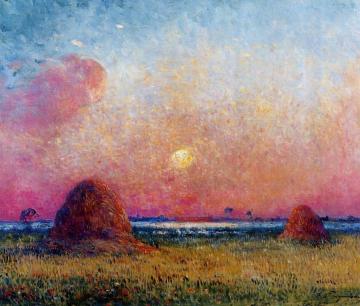 Wheat Stack at Sunset Artwork by Ferdinand du Puigaudeau