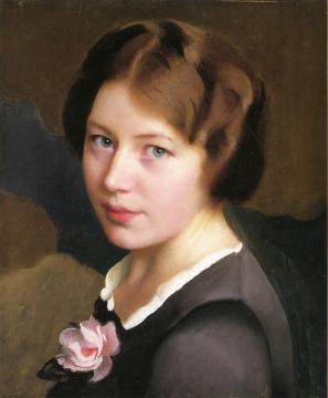 Girl With A Pink Rose Artwork by William Mcgregor Paxton