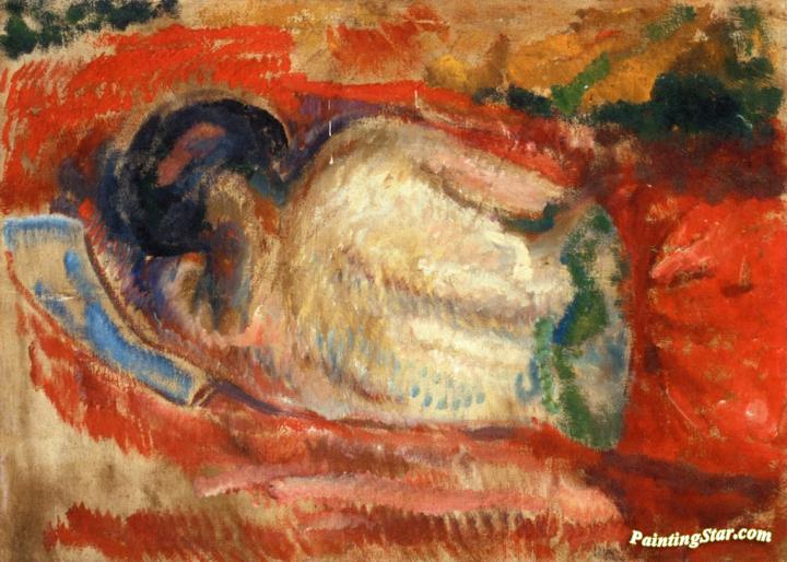 Nude Female Back Artwork by Edvard Munch