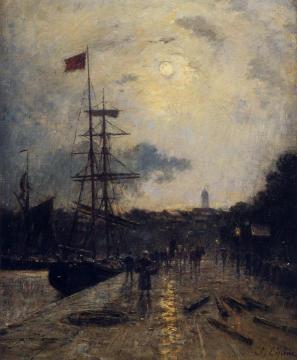 A Quay At Caen Artwork by Stanislas Lepine