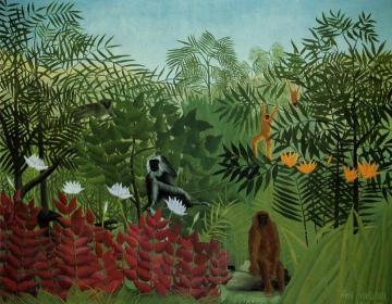 Tropical Forest With Apes And Snake Artwork by Henri Rousseau