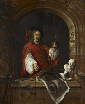 Self Portrait Standing at a Window Artwork by Gabriel Metsu