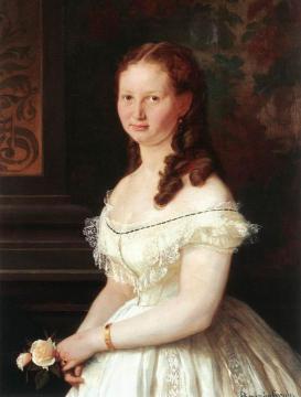 Young Girl with Roses Artwork by Gyula Benczúr