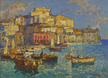 Harbor in Naples Artwork by Konstantin Gorbatov