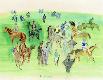 Horses And Jockeys In A Paddock Artwork by Raoul Dufy
