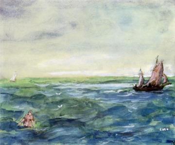 Seascape with Bather Artwork by Edouard Manet