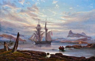 Bautastener På Nordnes Ved Fimreite I Sogn Artwork by Franz Wilhelm Schiertz