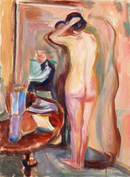 Nude in front of the Mirror Artwork by Edvard Munch