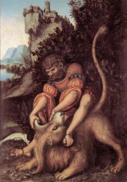 Samson's Fight with the Lion Artwork by Lucas Cranach the Elder