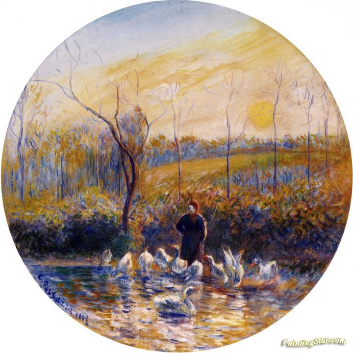 Goose Girl Artwork by Camille Pissarro