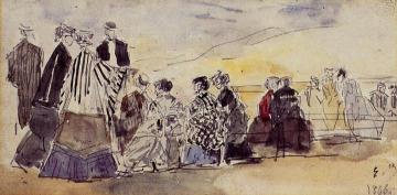 Crinolines on the Beach Artwork by Eugène-Louis Boudin