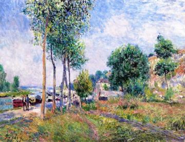 Between Moret and Saint-Mammes Artwork by Alfred Sisley