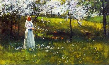 Woman with Apple Blossoms Artwork by Paul Cornoyer