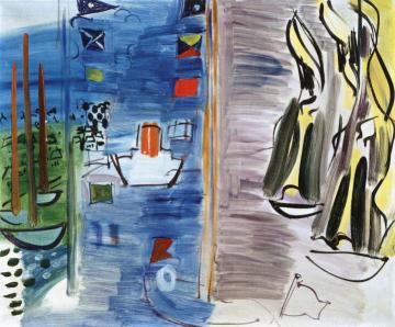 Bedecked Freighter and Regatta Artwork by Raoul Dufy