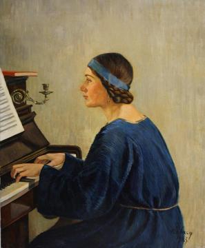 Le Portrait bleu Artwork by Georges Emile Lebacq