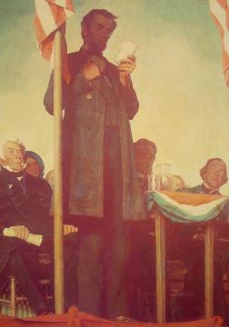 Abraham Delivering the Gettysburg Address Artwork by Norman Rockwell