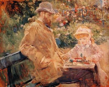Eugene Manet and His Daughter at Bougival Artwork by Berthe Morisot