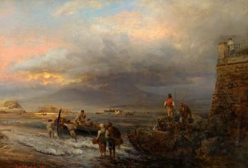 Bay Of Naples With A View Of Mount Vesuvius Artwork by Oswald Achenbach