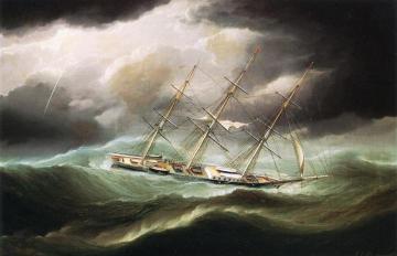 Clipper Ship In Heavy Seas Artwork by James E. Buttersworth