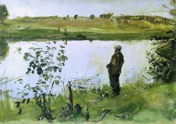 Painter Konstantin Korovin on the Riverbank Artwork by Valentin Serov