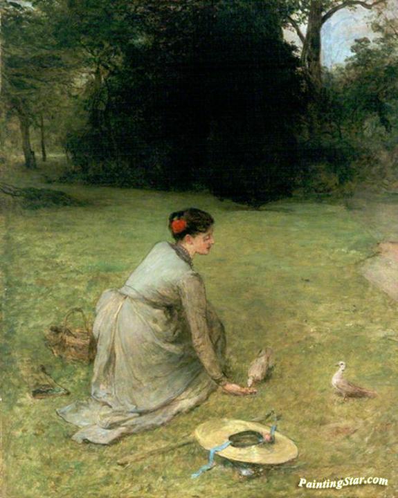 Feeding Pigeons Artwork by Sir William Quiller Orchardson