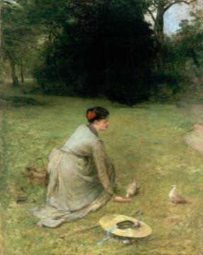 Feeding Pigeons Artwork by Sir William Quiller Orchardson