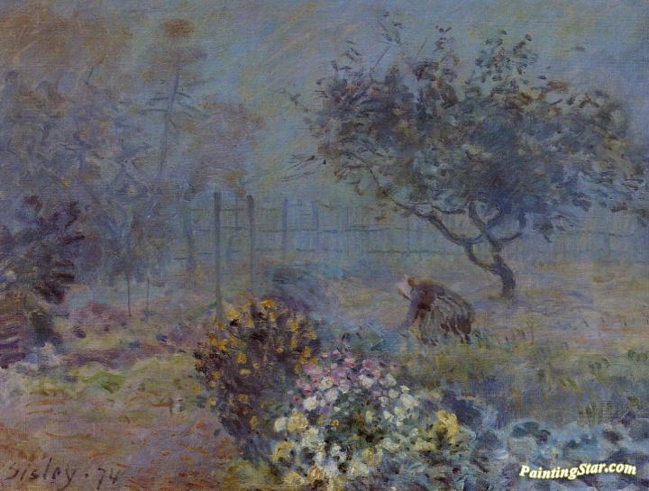 Foggy Morning, Voisins Artwork by Alfred Sisley