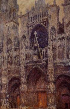 Rouen Cathedral, the Portal, Grey Weather Artwork by Claude Oscar Monet