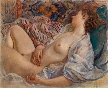Sleeping Nude Artwork by Zinaida Serebriakova