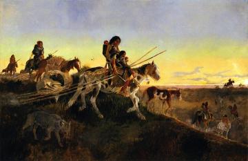 Seeking New Hunting Ground Artwork by Charles Marion Russell