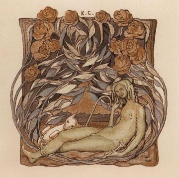 Nude among the Flowers Artwork by Konstantin Somov