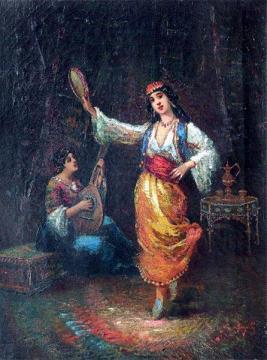 Dancer with Tambourine Artwork by Frédéric Borgella