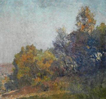 Birch Slope in Autumn Fragrance (Birkenhang im Herbstduft) Artwork by Eugen Felix Prosper Bracht