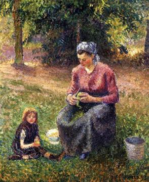 Peasant Woman And Child, Eragny Artwork by Camille Pissarro
