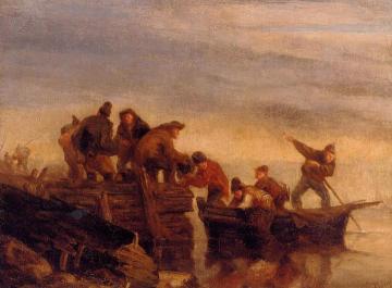 Fishermen by the Water Artwork by Eugène-Louis Boudin