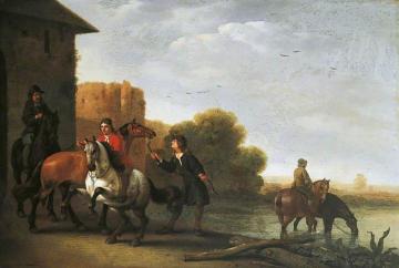 Riders Watering Their Horses Artwork by Philips Wouwermans