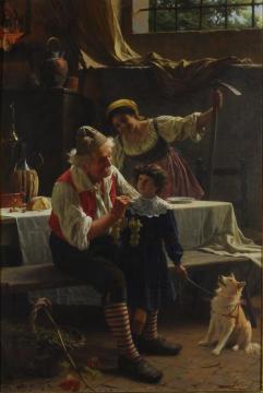 Interior Scene With Figures Artwork by Pietro Saltini