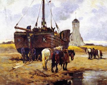 Fishing Boat at Katwick Artwork by Mathias J. Alten