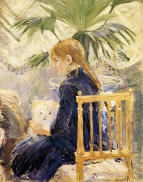 Girl with Dog Artwork by Berthe Morisot