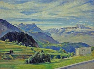 Le Dent du Midi from Leysin, Switzerland Artwork by William Rothenstein