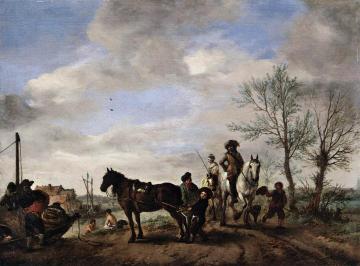 A Man and a Woman on Horseback Artwork by Philips Wouwermans