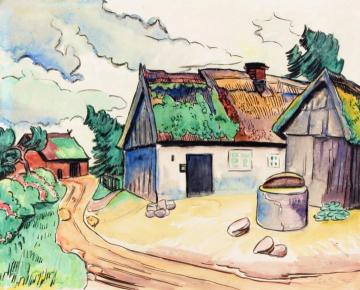 Village Road in Rowe Artwork by Hermann Max Pechstein