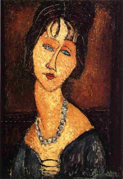 Jeanne Hebuterne with Necklace Artwork by Amedeo Modigliani